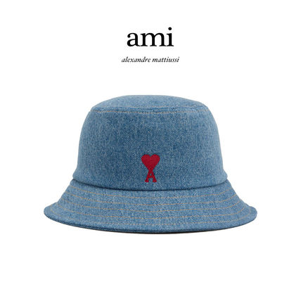 AMIParis アミパリス ロゴプレート付き デニム バケットハット