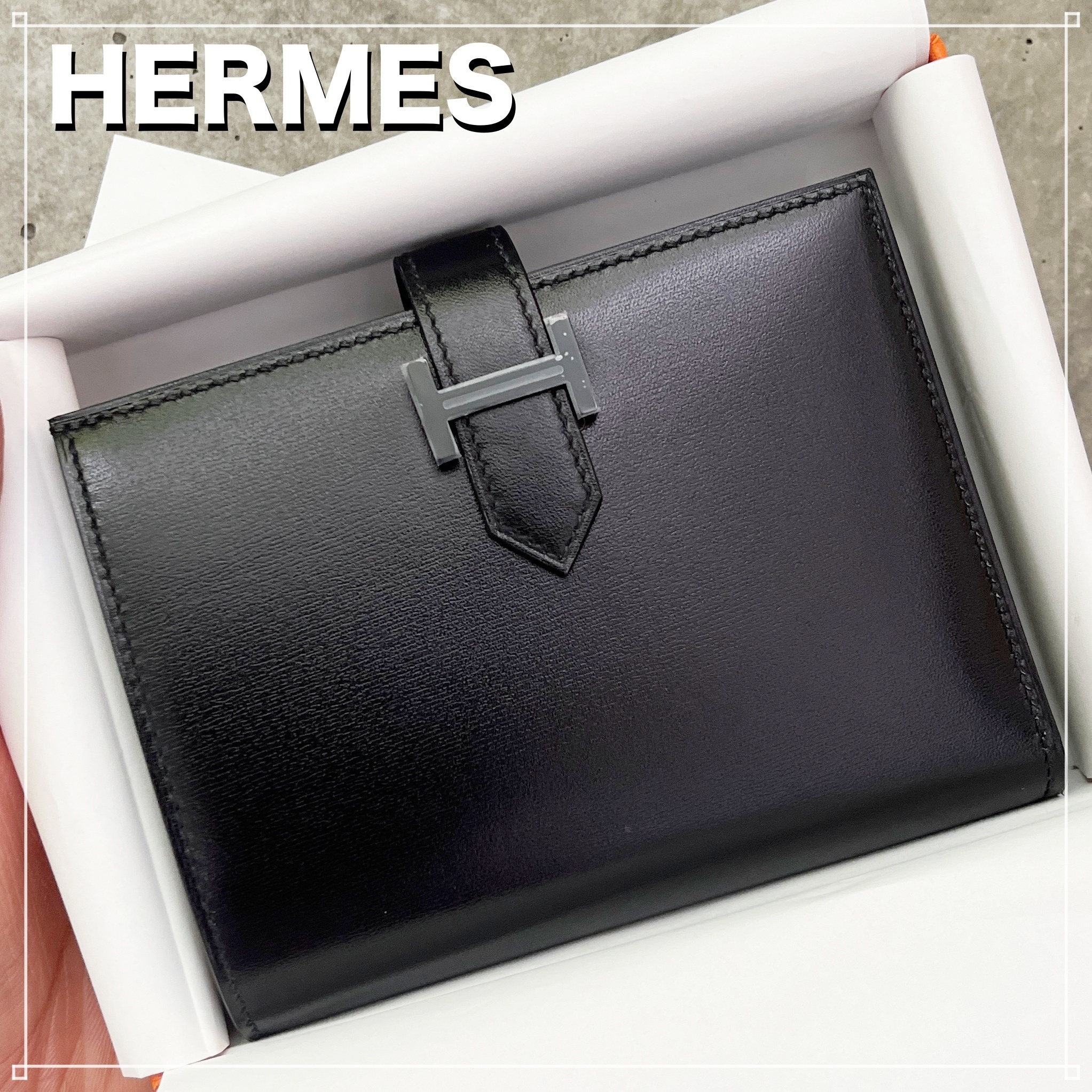 HERMES べアン コンパクト ソーブラック 黒金具 国内即発 超希少