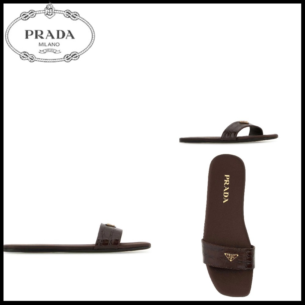 【PRADA】ロゴ パッチ スクエア トゥ スライド☆SALE中