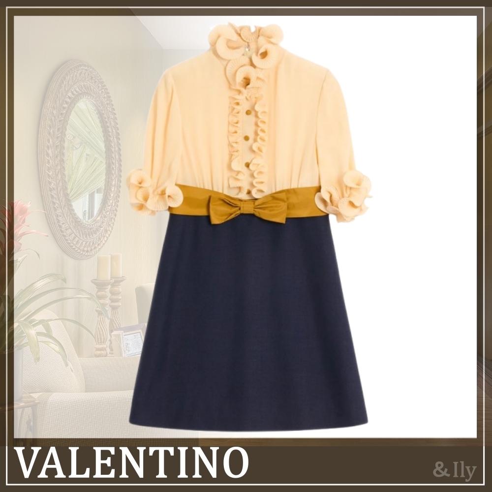 【送関込】VALENTINO☆Crepe de chine and viscose short dress