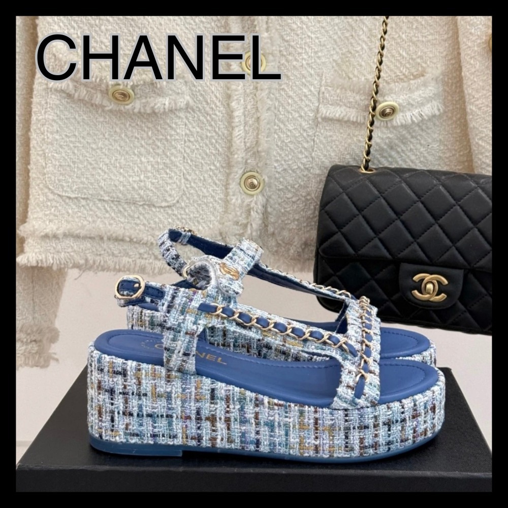 【涼しげストラップ♪】CHANEL ツイードサンダル