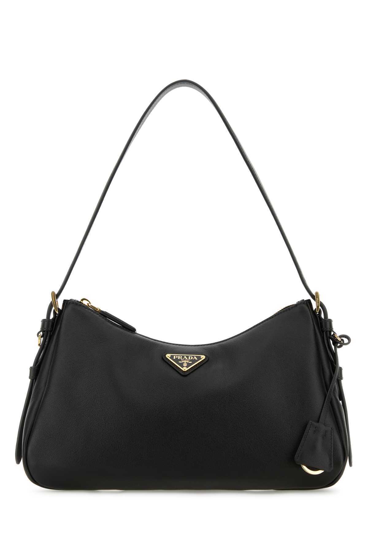 【関税&送料込】Prada Black Leather Medium Aimee Shoulder Ba