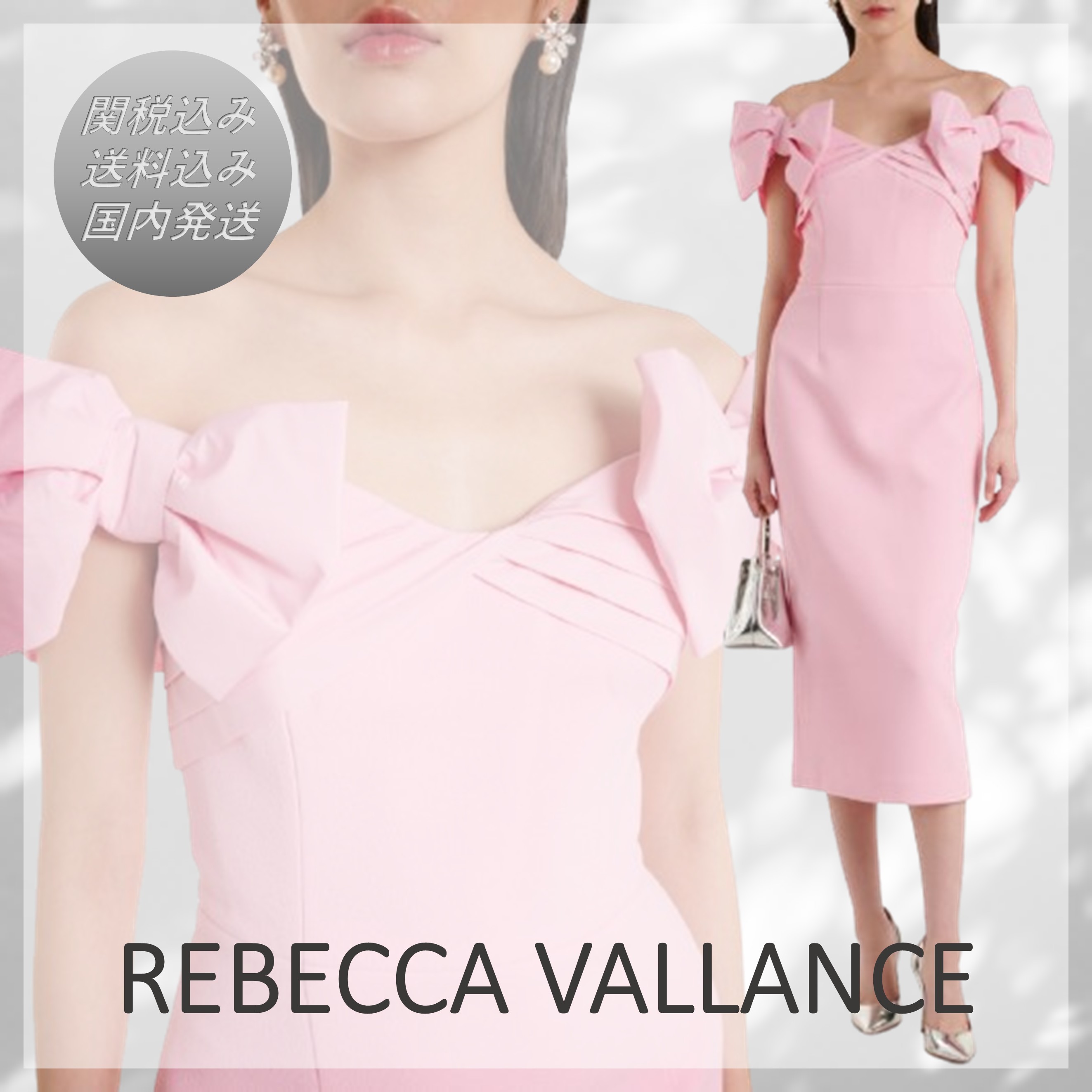 送料込関税込■REBECCA VALLANCE■リボン クレープ ミディドレス