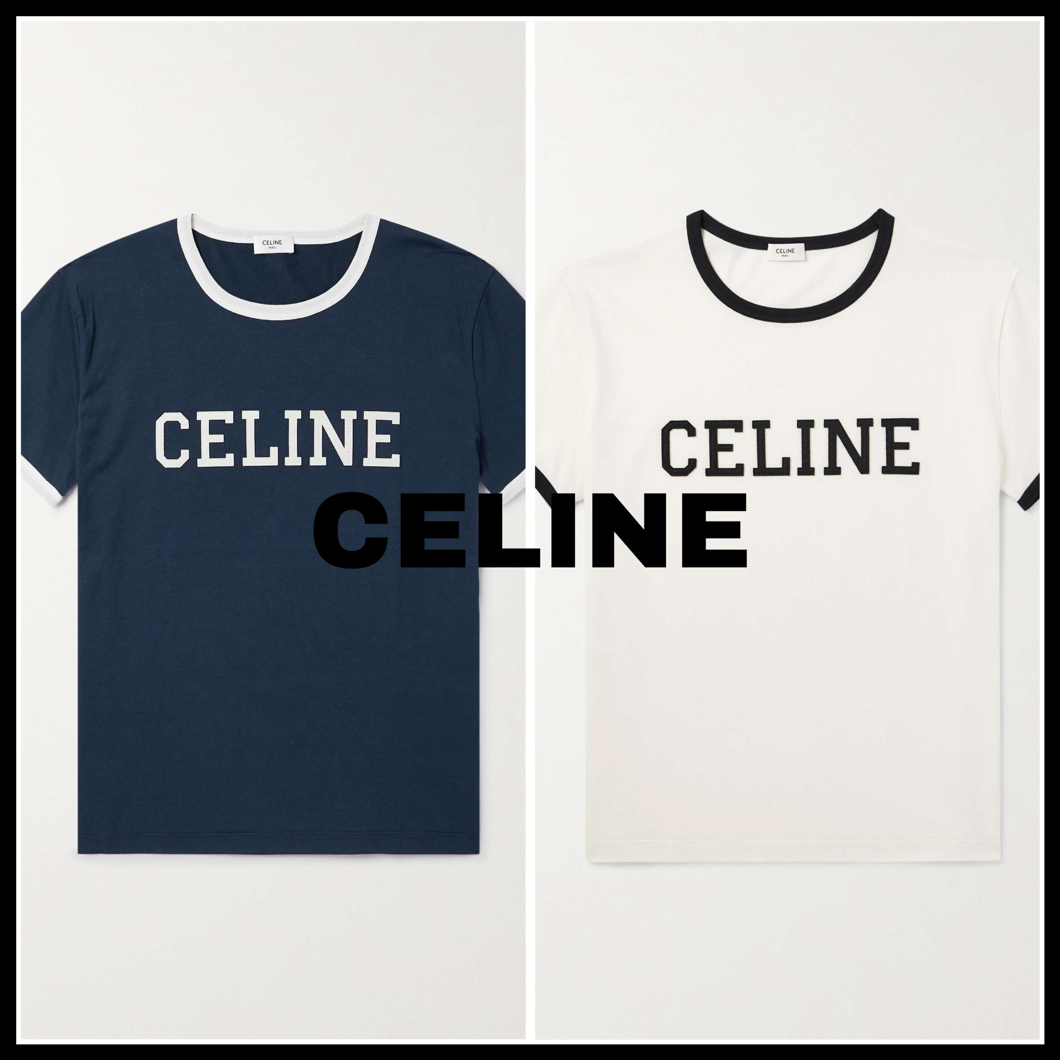 【大人気★】*CELINE* クロップドロゴアップリケコットンシャツ