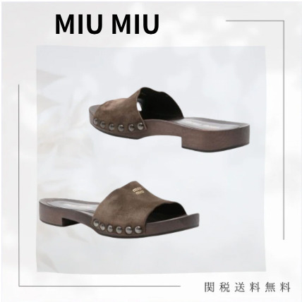 ［25ss新作］MIUMIU SANDALO IN PELLE SCAMOSCIATA