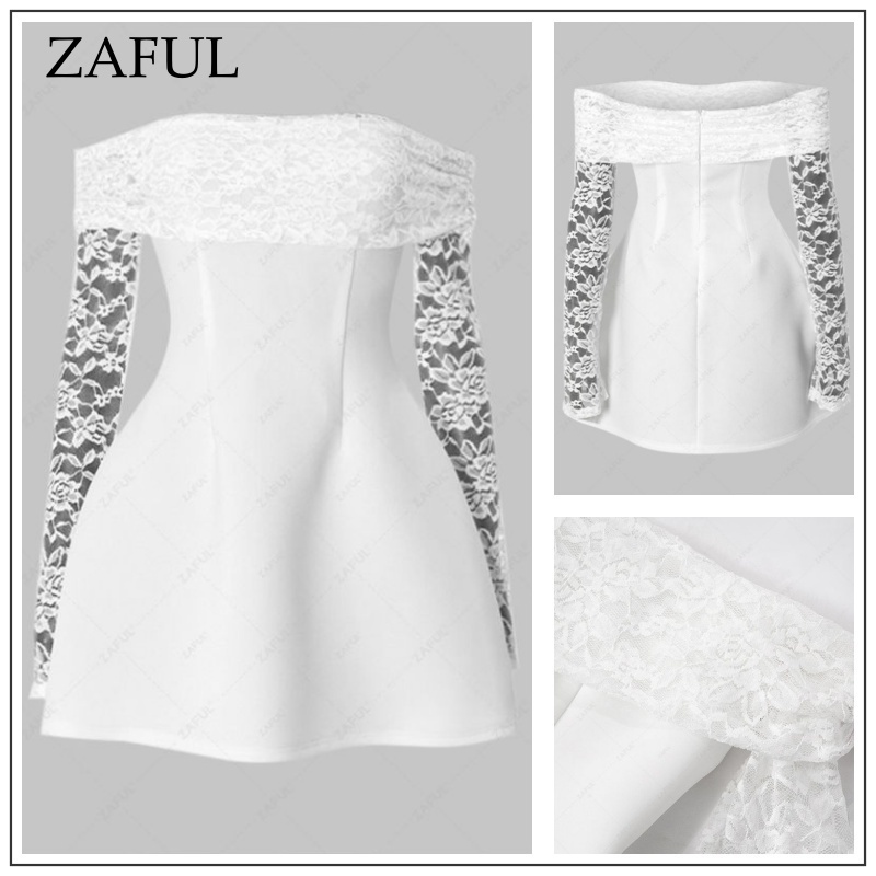ZAFUL レース オフショルダー ミニドレス【送料込み】
