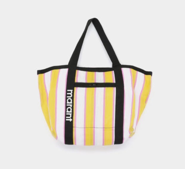 【ISABEL MARANT】DARWEN Stripe Logo Tote Bag Yellow