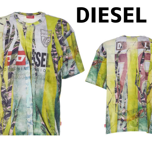 ディーゼル トロンプ・ルイユ ひび割れプリントTシャツ