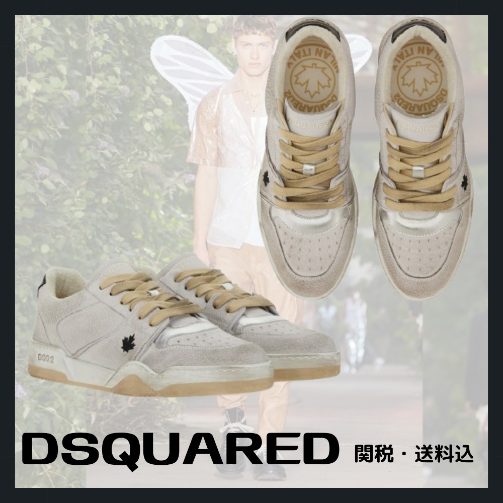 新作☆【DSQUARED】レザースパイクスニーカー