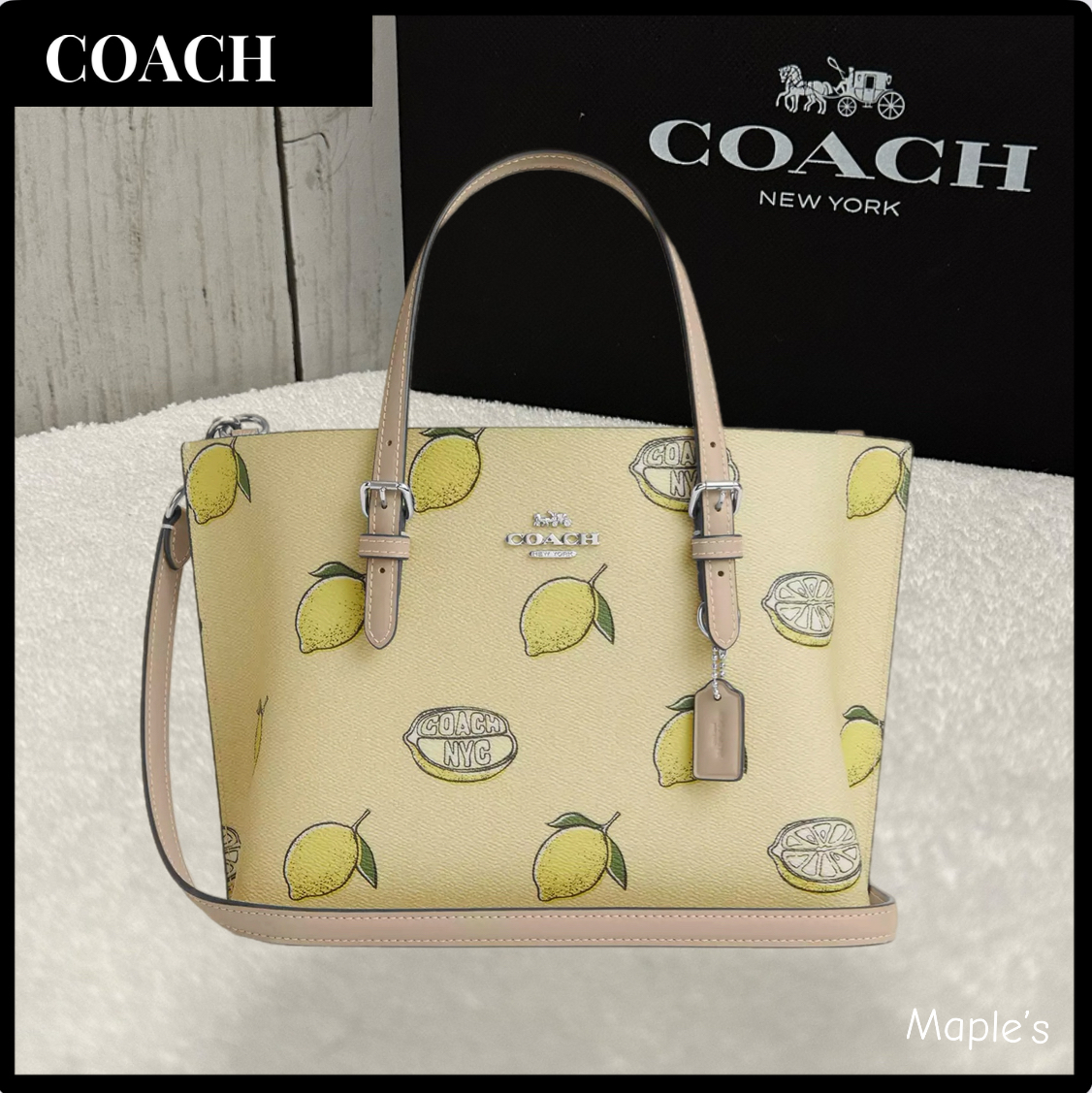 【COACH】Mollie Tote Bag 25 With Lemon Print