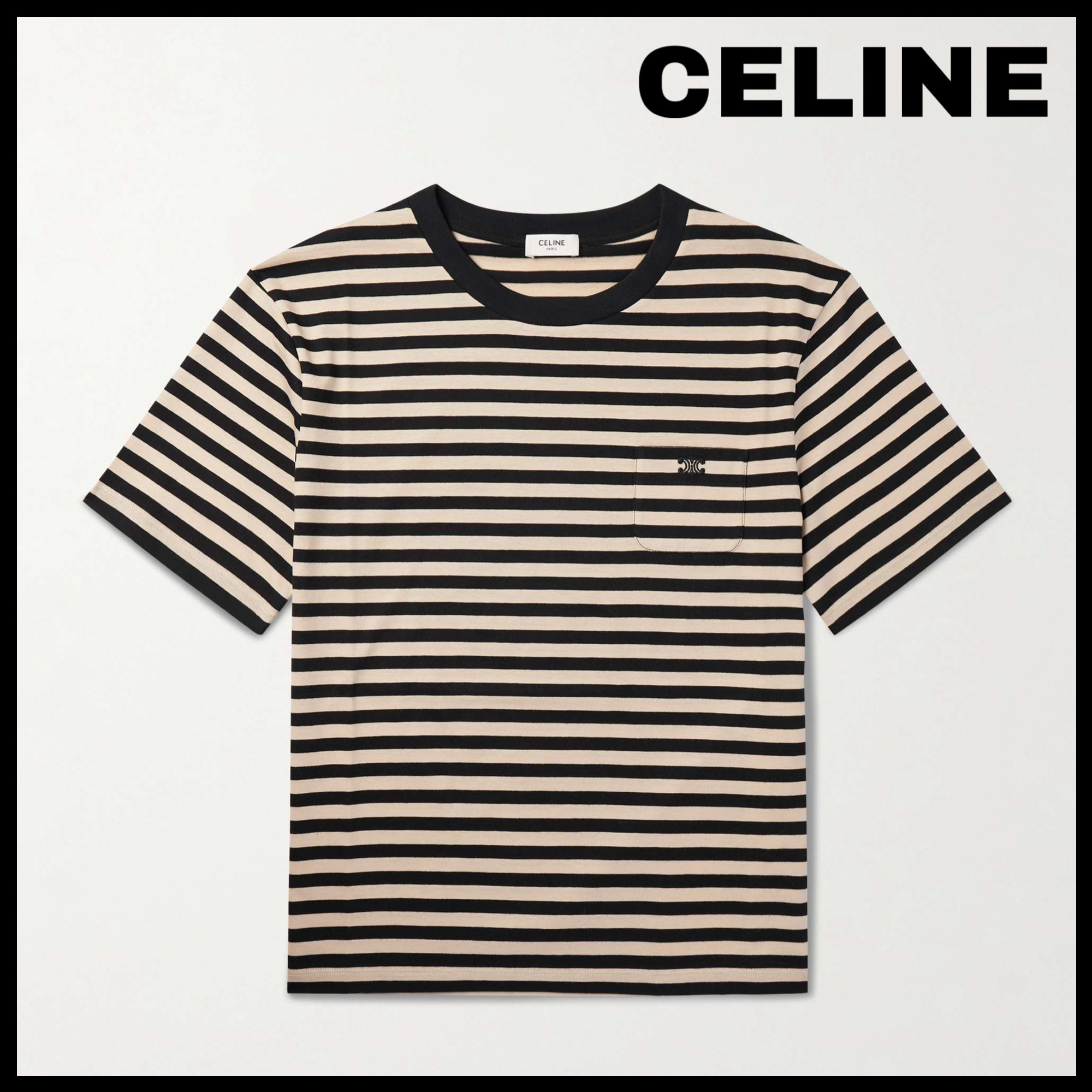 【大人気★】*CELINE* Triomphe ロゴ コットンジャージーTシャツ