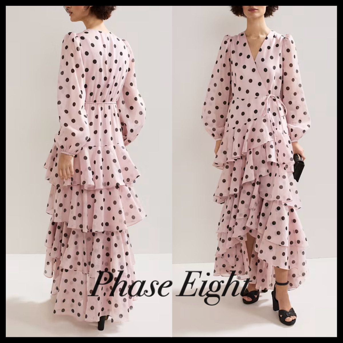 Phase Eight* Spot スポット ラッフル フリルフレアドレス