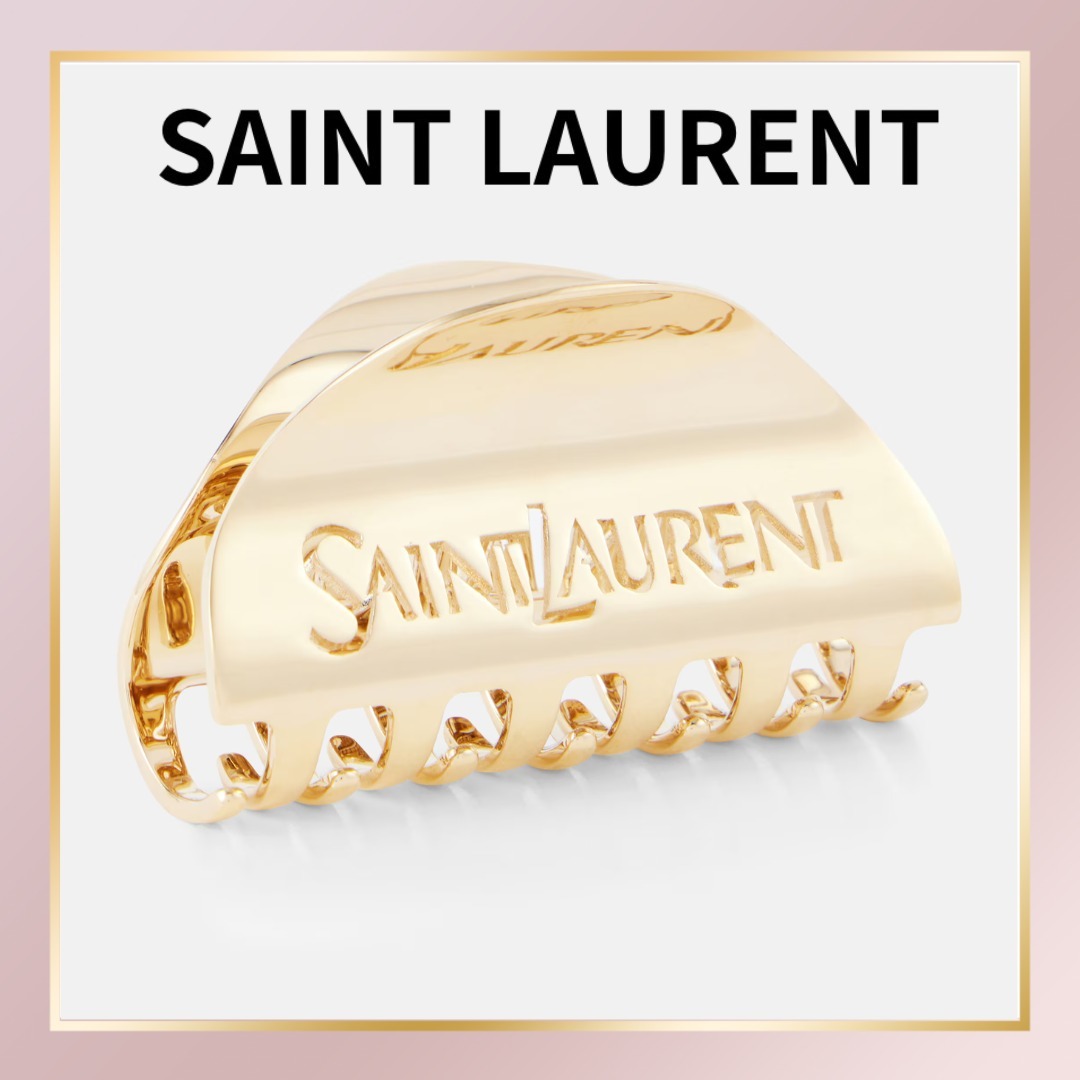 上品【SAINT LAURENT】ゴールド サンローラン バンスクリップ