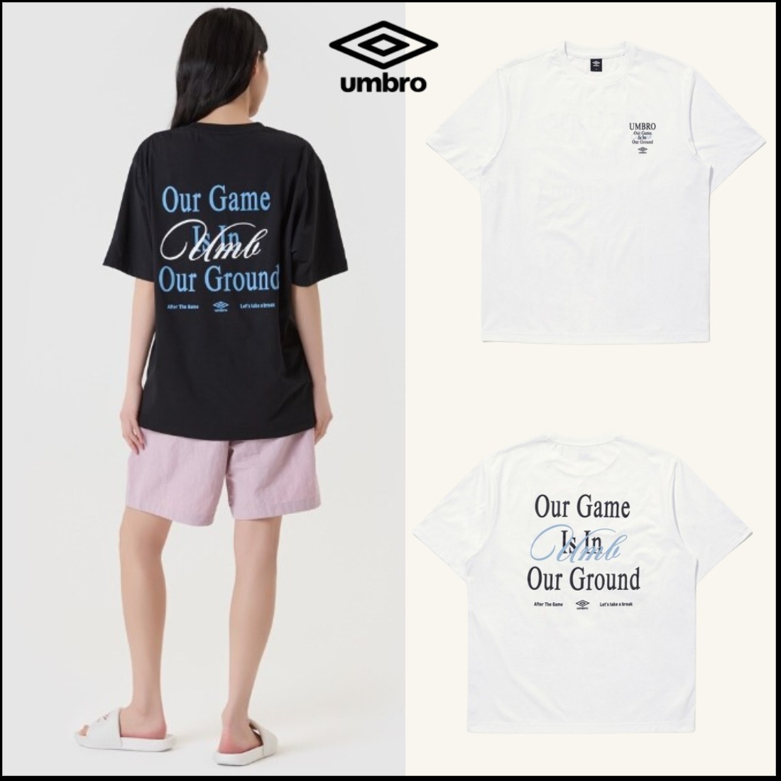 韓国*UMBRO■Late Checkout Fresh Lettering Short-Sleeved