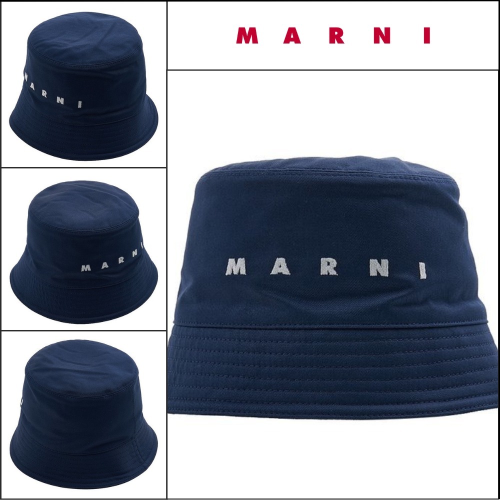 【MARNI】Logo Embroidered Gabardine Bucket Hat