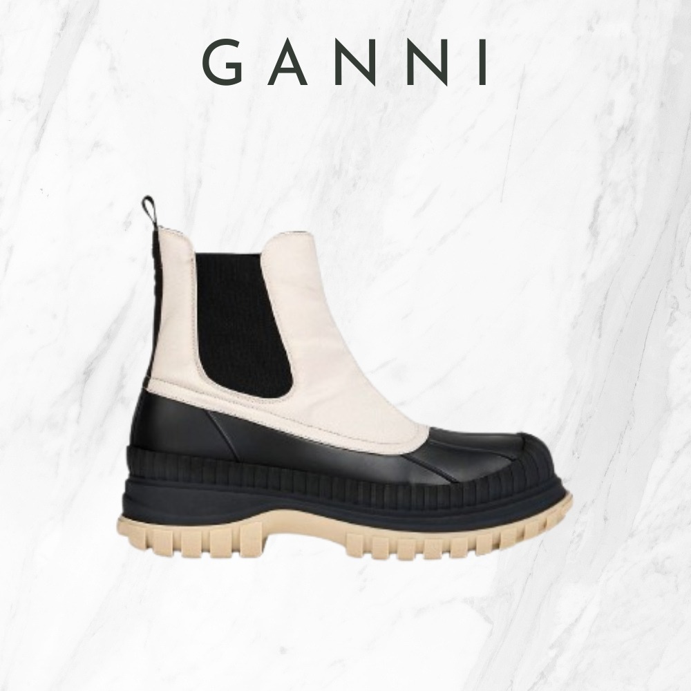 【Ganni】関税・送料込★ベージュ キャンバス チェルシーブーツ