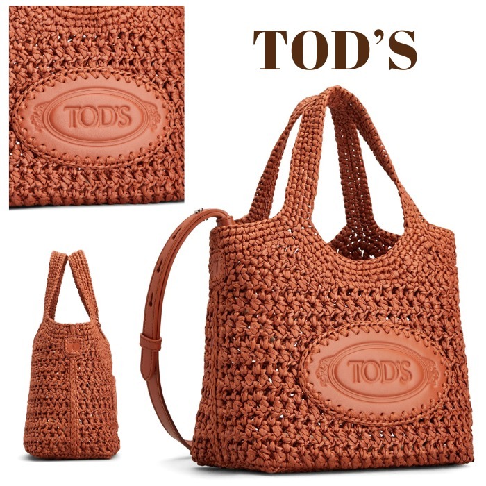 完売必至★大人ラフィアbag★【Tod's】ロゴラフィアトートバッグ