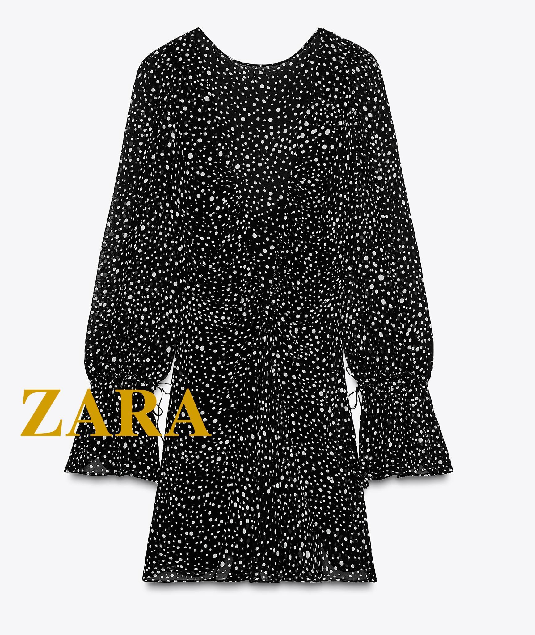 ☆ドイツ発*ZARA*新作*フリルカフポルカドットワンピ/BS☆