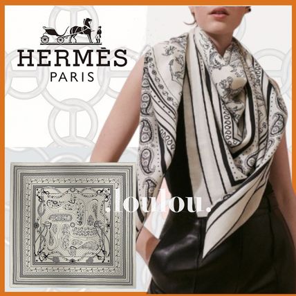 ホワイト（白）系 HERMES(エルメス) マフラー・ストール