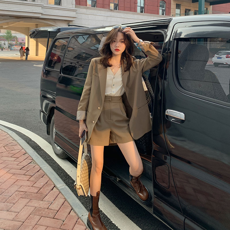 韓国 ジャケット 無地 ショートパンツ セットアップ レディース
