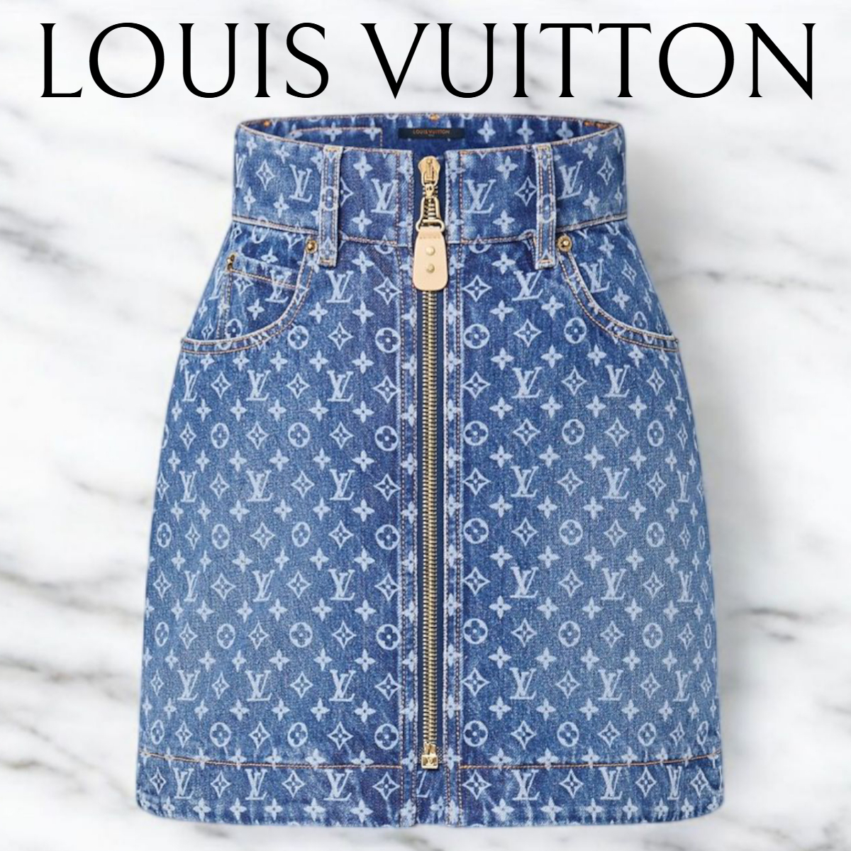 １着必須*LV*モノグラムモチーフデニムミニスカート ペンシル