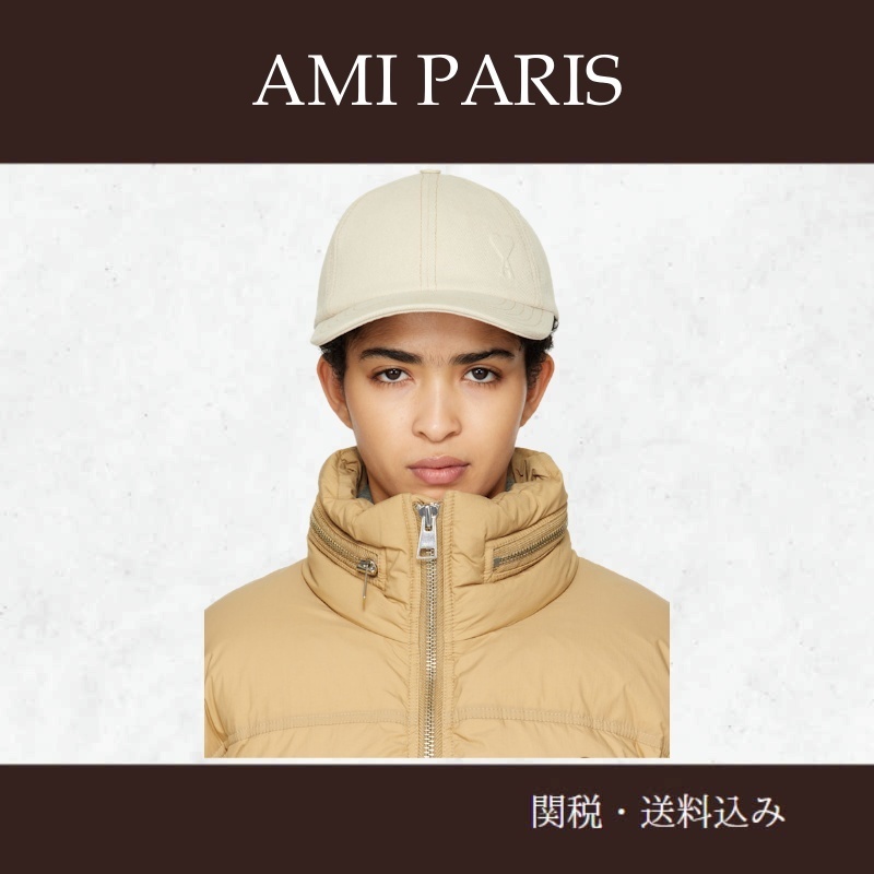 AMI Paris★オフホワイト Ami de Coeur エンボス キャップ