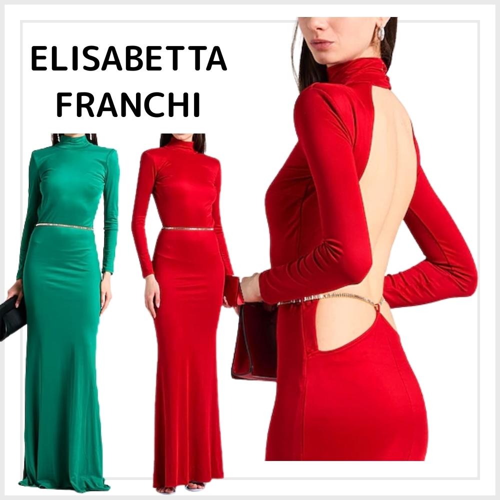 【Elisabetta Franchi】エレガントベロア ロングドレス