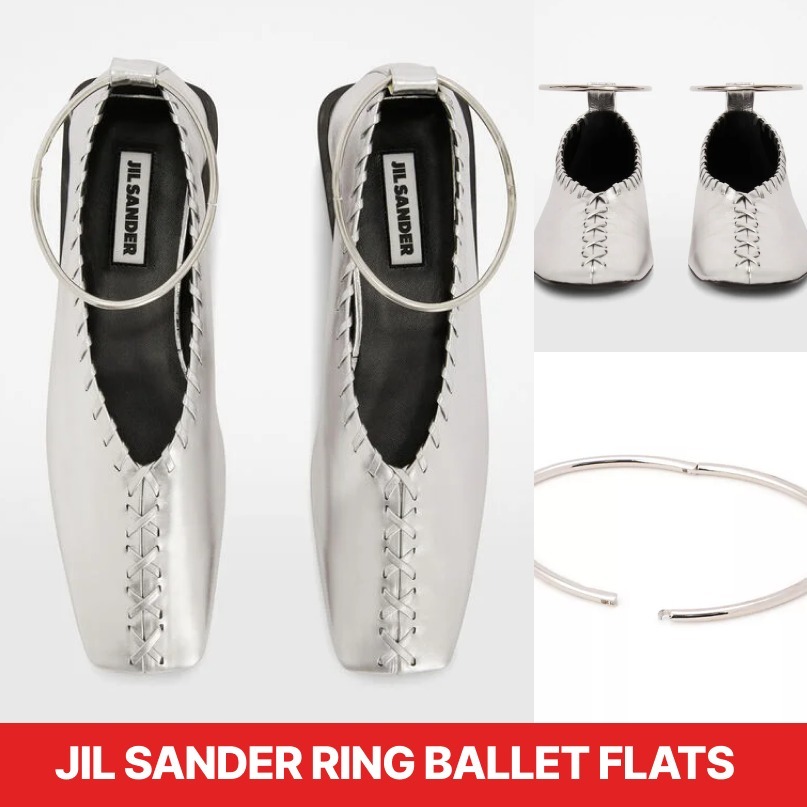 ★JIL SANDER★RING BALLET FLATS Sky gray