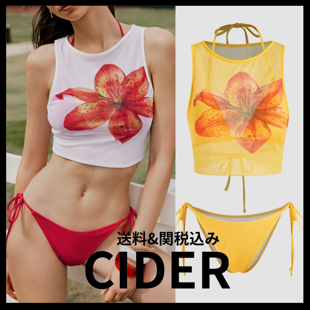 《Cider》フラワー カバーアップトップ ビキニセット