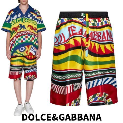 【DOLCE&GABBANA】カレット プリント ツイル ジョギングショーツ