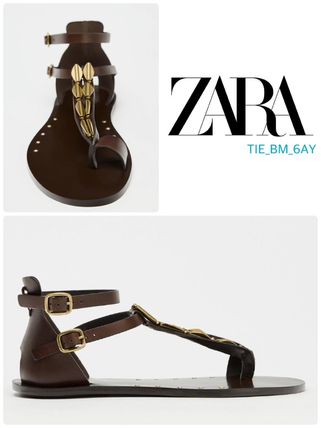 スペイン発送 ZARA フラットサンダルの詳細 上品カジュアル 新作 スペイン発送 ZARA フラットフラワーサンダル 上品カジュアル