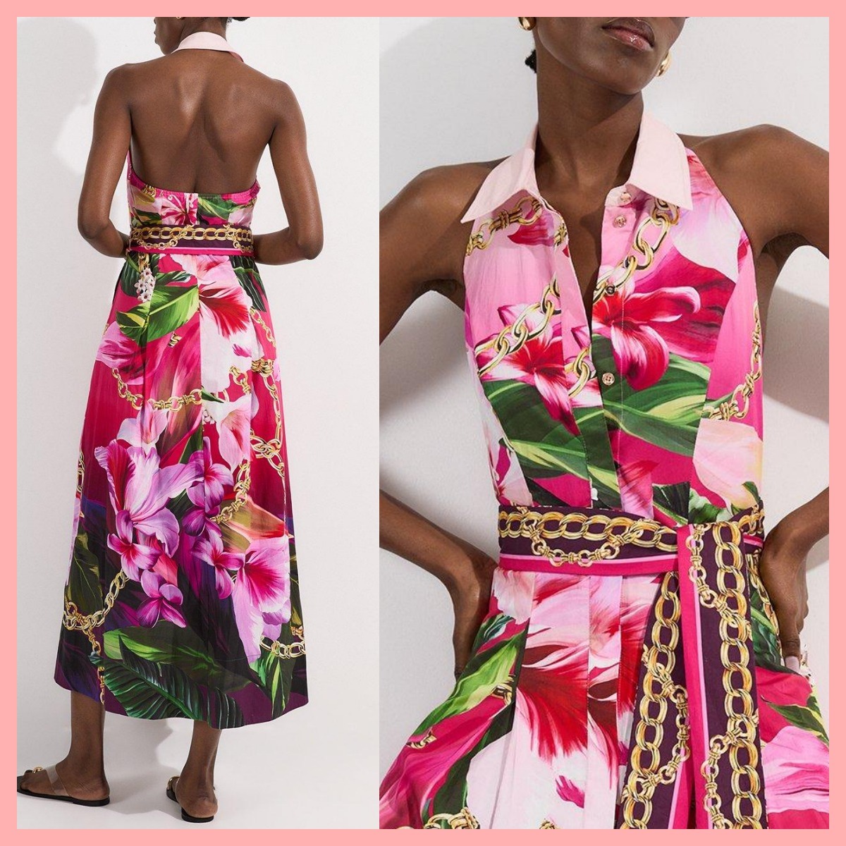 日本未入荷★Karen Millen 花柄ホルターネックマキシワンピース