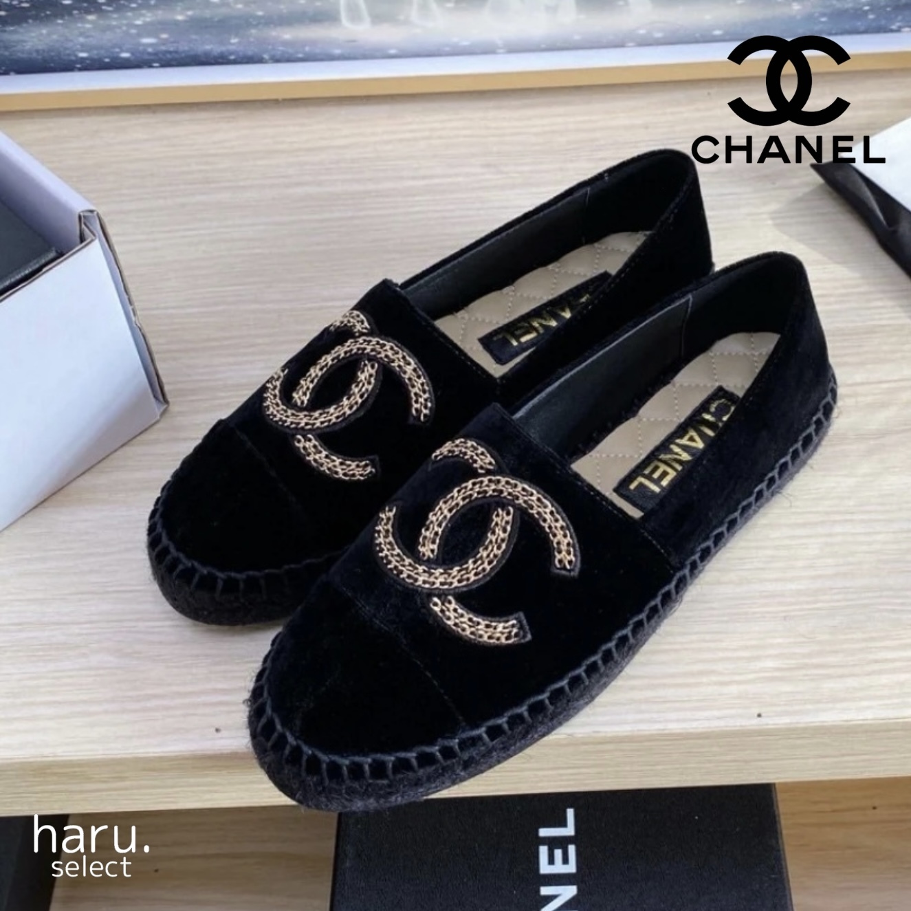 足元おしゃれ♪履き心地◎【CHANEL】エスパドリーユ ベルベット