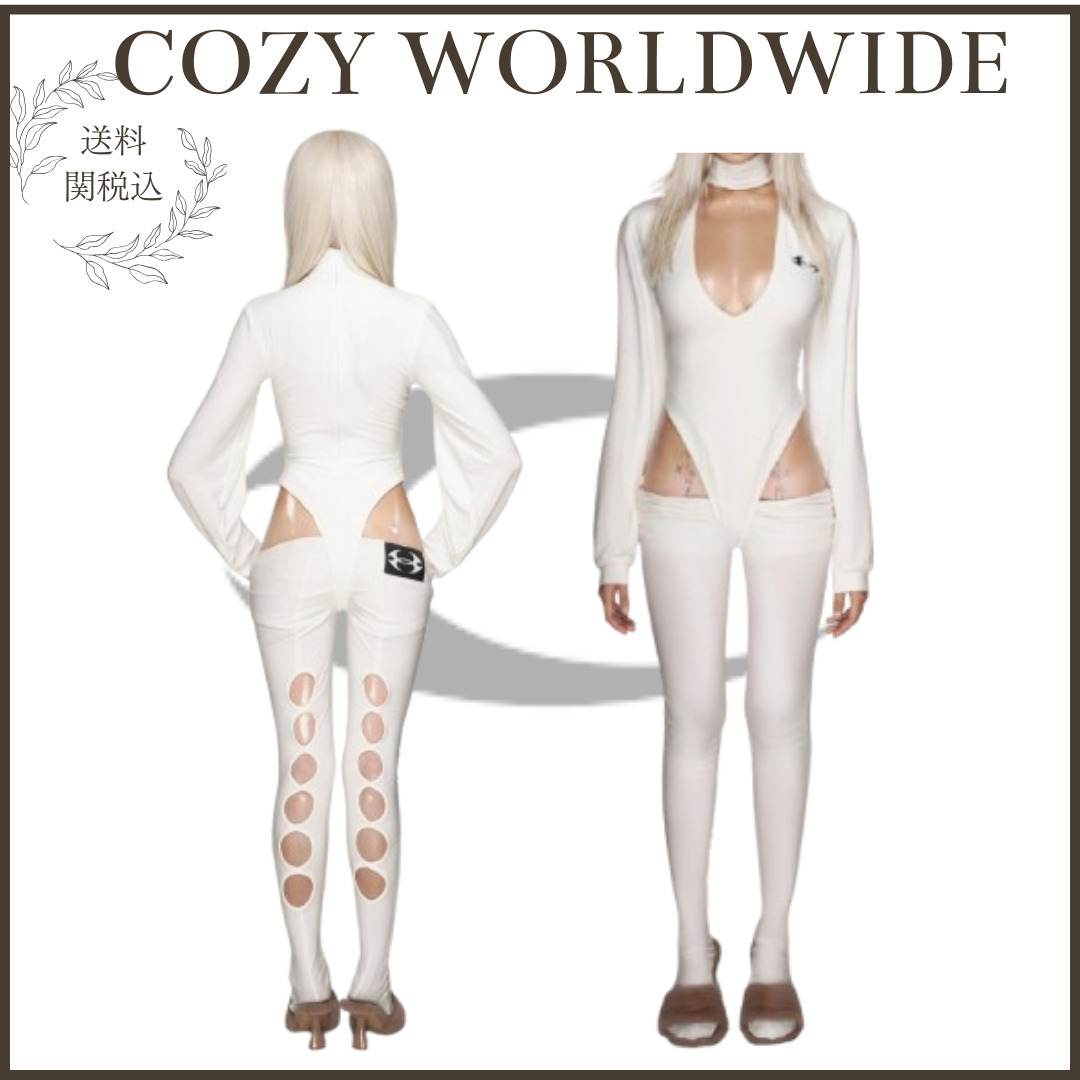 【COZY WORLDWIDE】Sculpted White Cyber Cut-Out Pants
