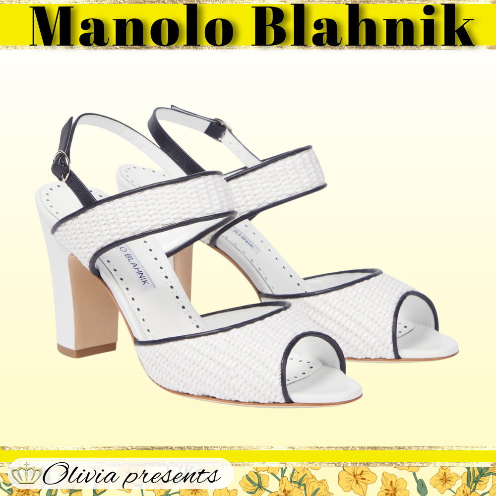 Manolo Blahnik>>Khiko 90 ラフィアスリングバックサンダル