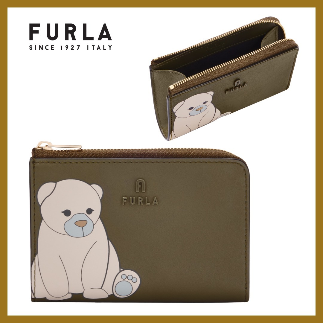 特別感のベアプリント可憐◎【FRULA】FurlaCamelia カードケース