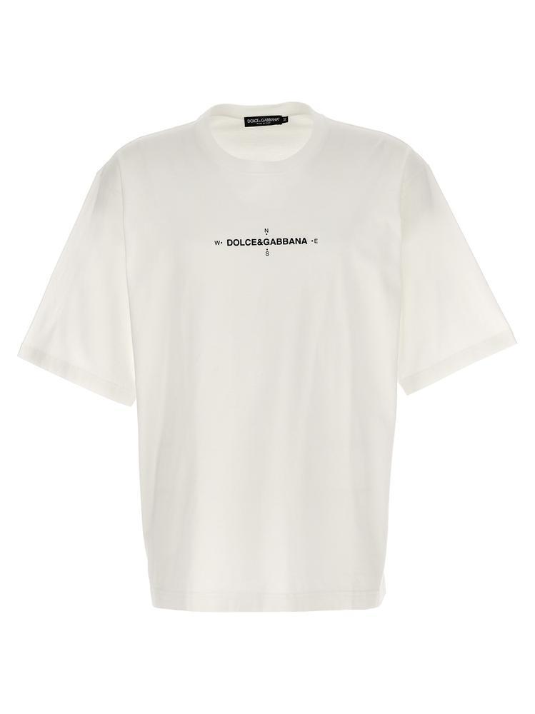 Dolce & Gabbana ロゴマリーナプリントコットン半袖Tシャツ
