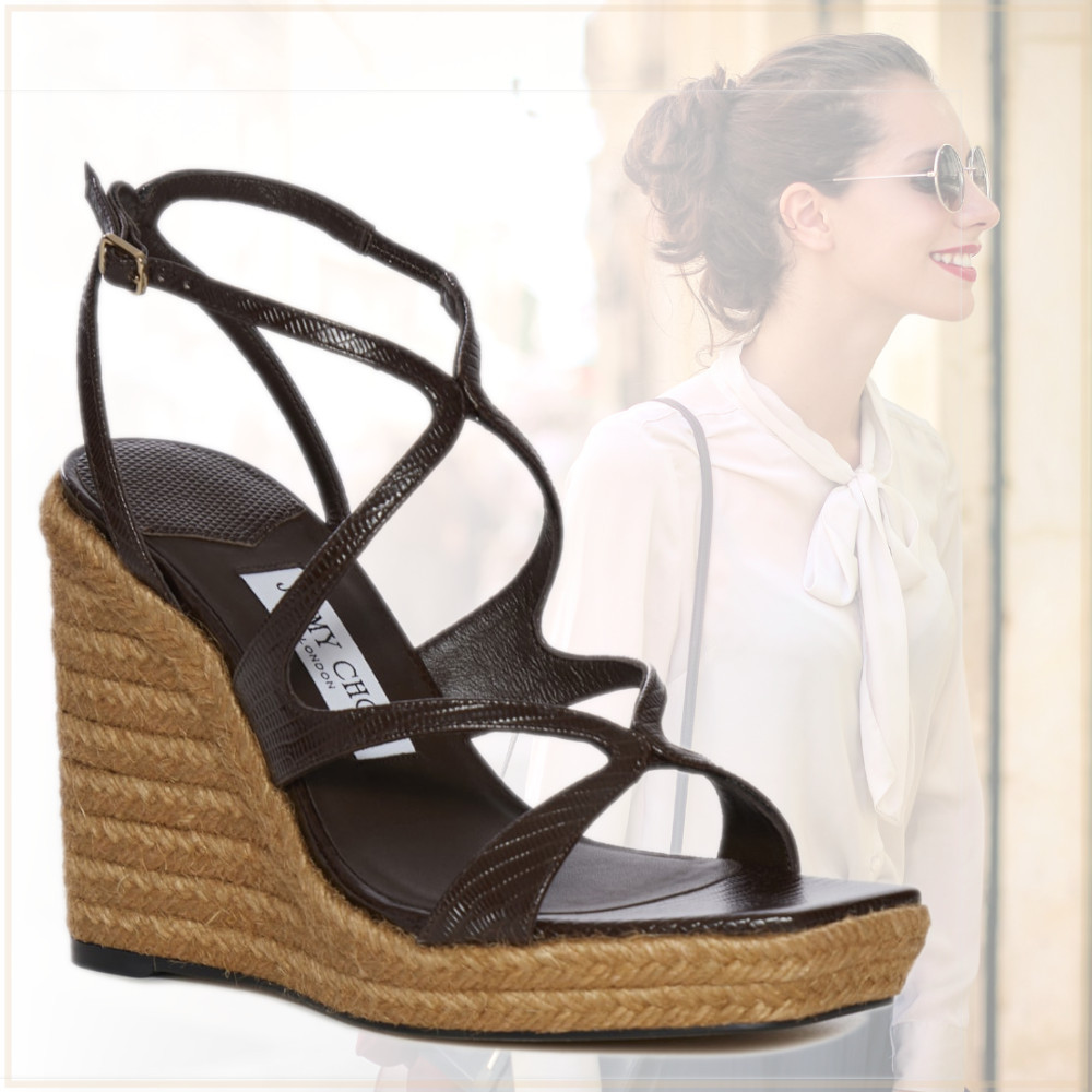 上品な煌めき【Jimmy Choo】ファブリックミッドソール サンダル