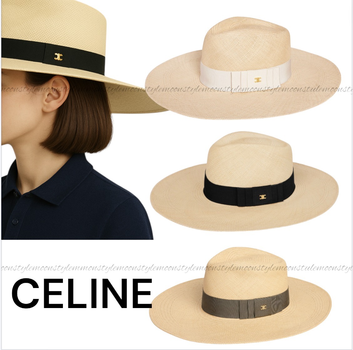 直営店★CELINE★セリーヌ トリオンフ パナマハット ストロー