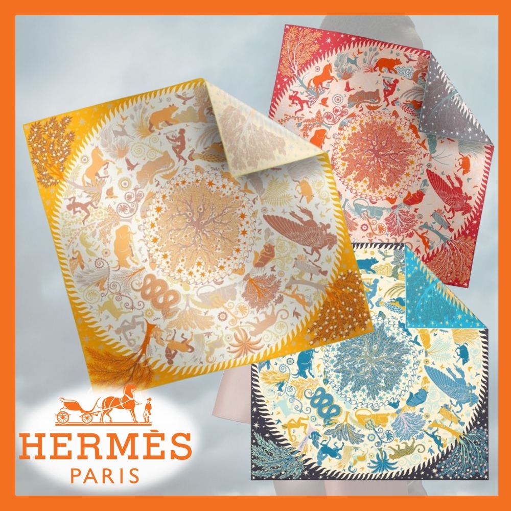 新作★HERMES スカーフ ダブルフェイス Sous le Charme d'Orphee