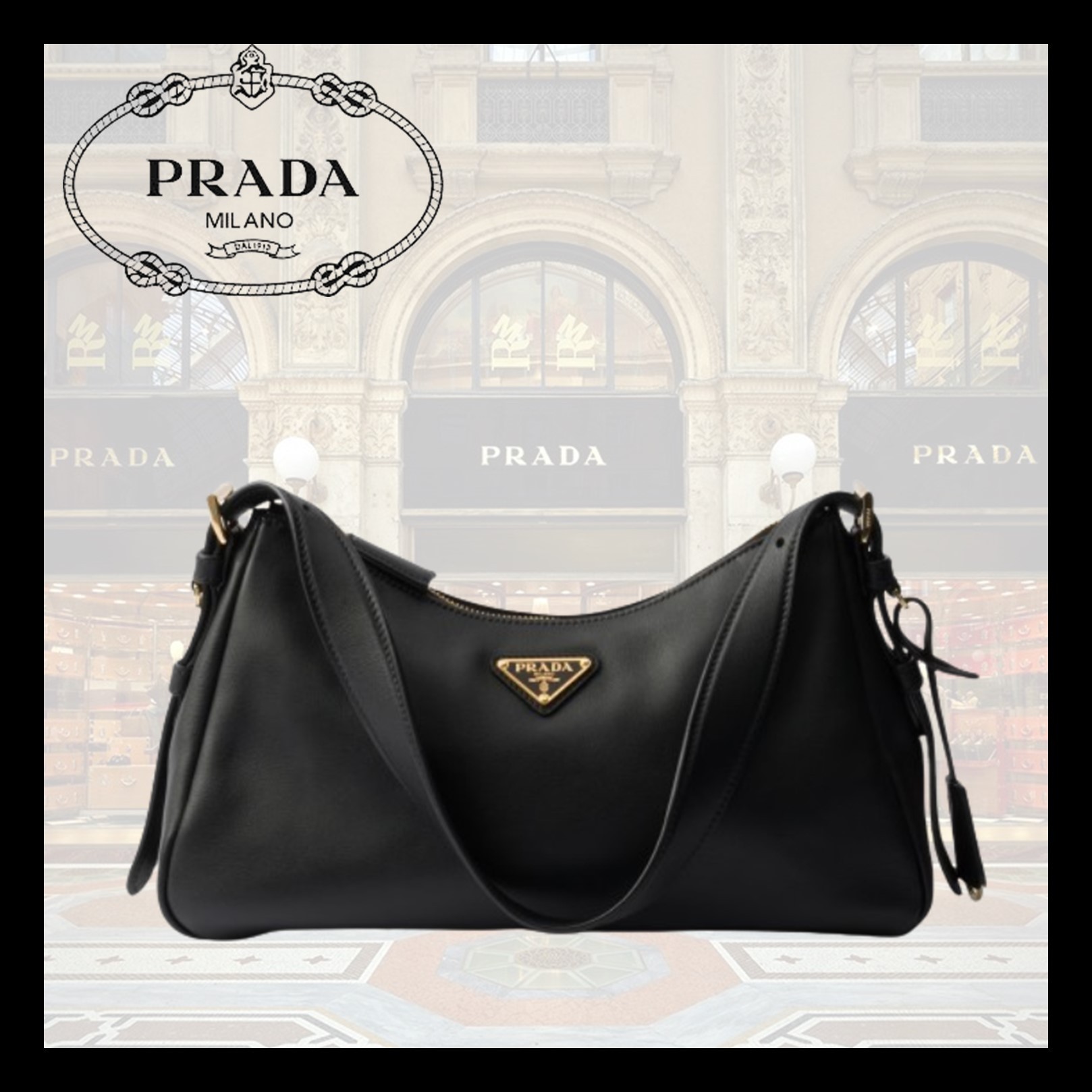 【PRADA】エメ ミディアム レザー ショルダーバッグ
