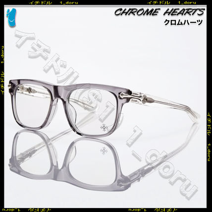 CHROME HEARTS スクエア サングラス メガネ クリア グレー クロムハーツ クロス スクエア サングラス クリア シルバー