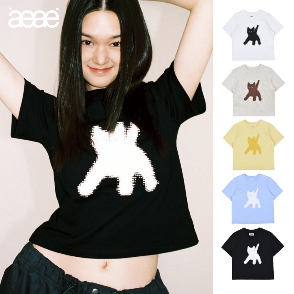 【AEAE】 FLASHED CATS EYE CROP T-SHIRTS ♥5COLOR