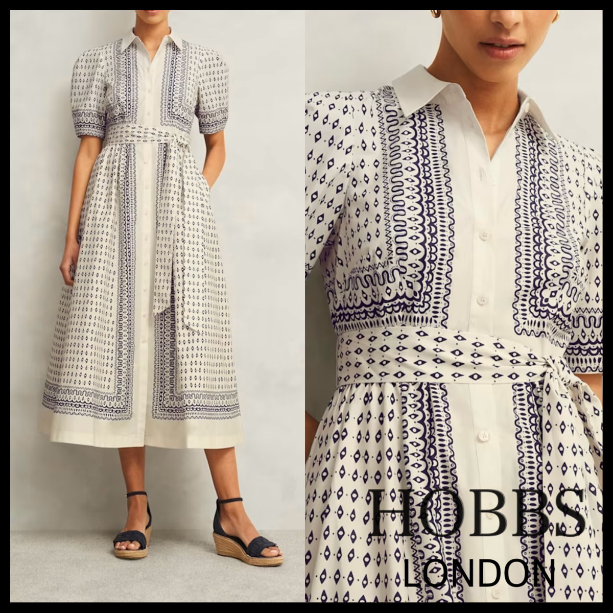 日本未入荷【HOBBS LONDON】Suri セルフタイ シャツドレス