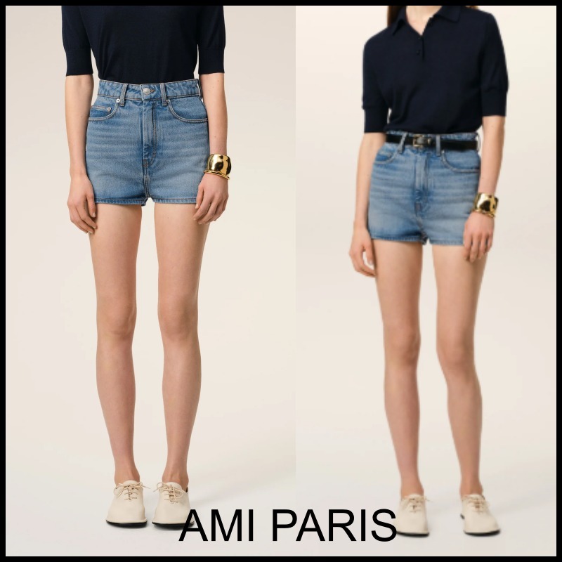 【AMI PARIS】ブルーコットンミニショーツ