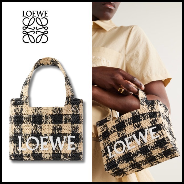 【LOEWE】 ミニトートバッグ レザートリム ギンガムチェック柄