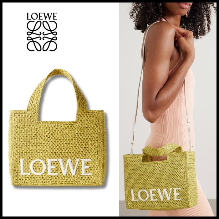 【LOEWE】 + Paula's Ibiza ラフィア トートバッグ 刺繍入り