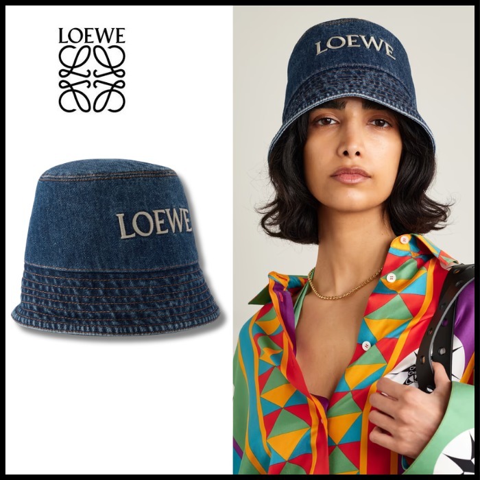 【LOEWE】 + Paula's Ibiza デニム バケットハット 刺繍入り
