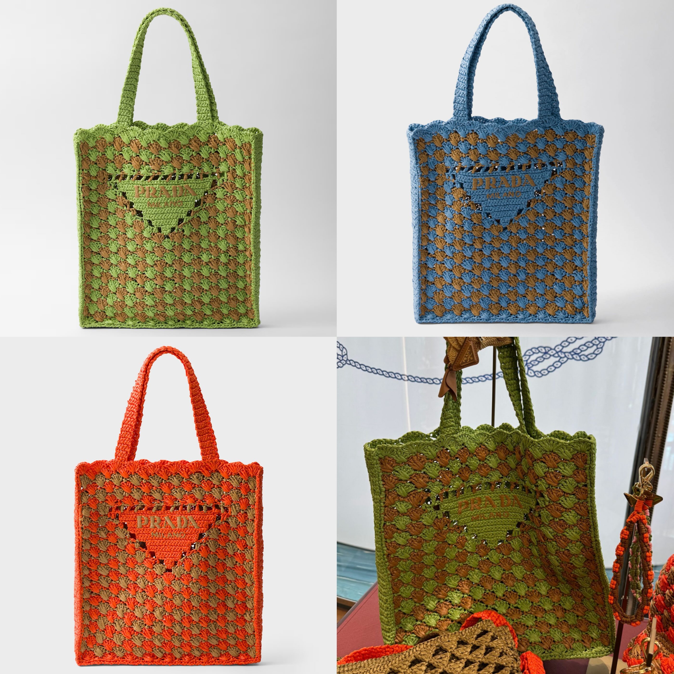 PRADA【入手困難】鮮やかなカラー★クロシェ トートバッグ★全色