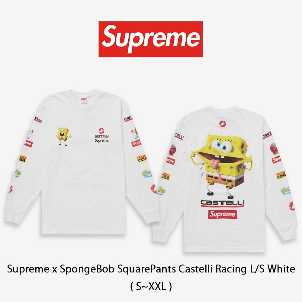 Tシャツ・カットソー Supreme x SpongeBob SquarePants Castelli Racing L/S White